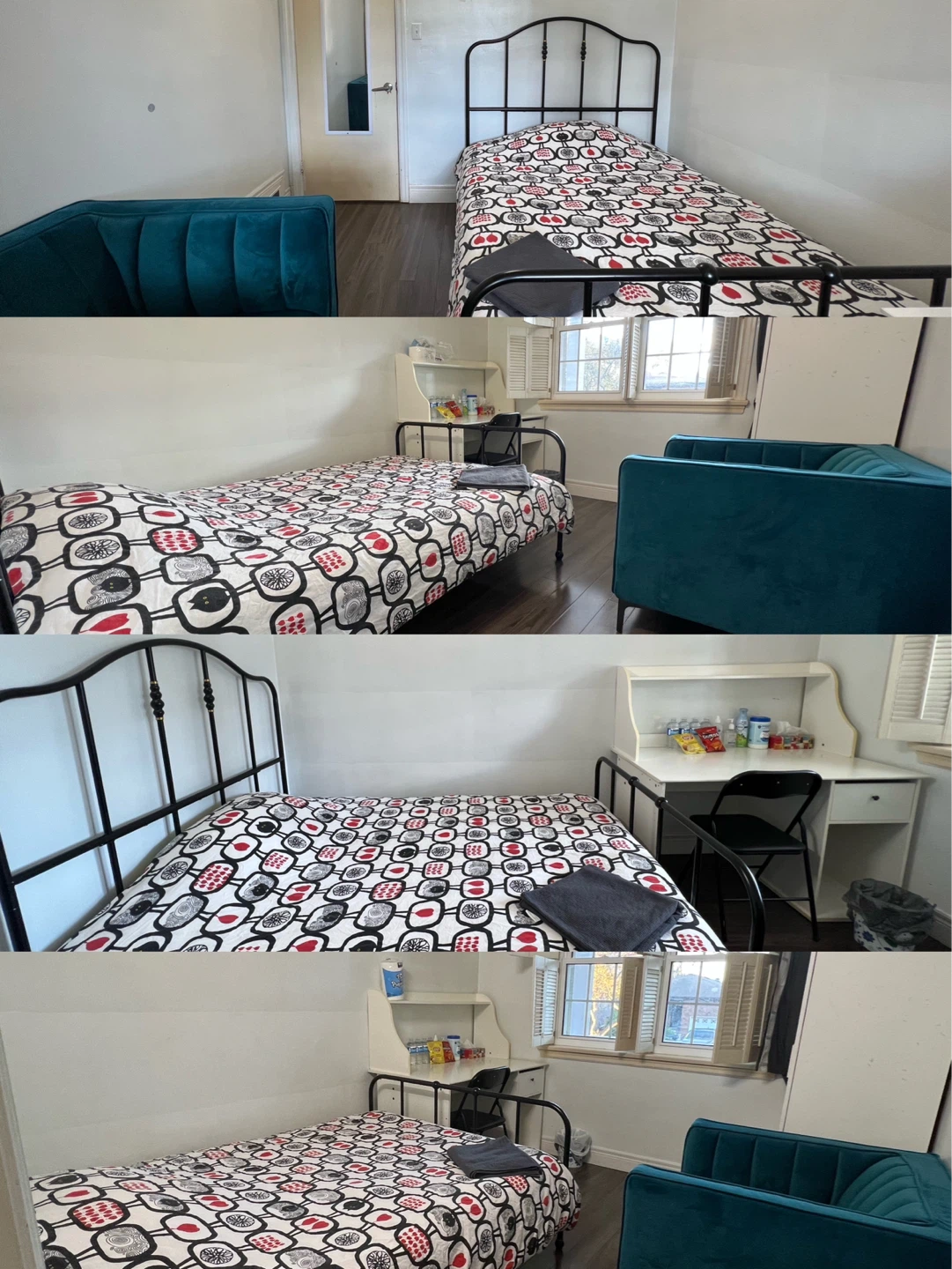 Double size Bed Frame with Patterned Duvet and Desk Set - photo 2