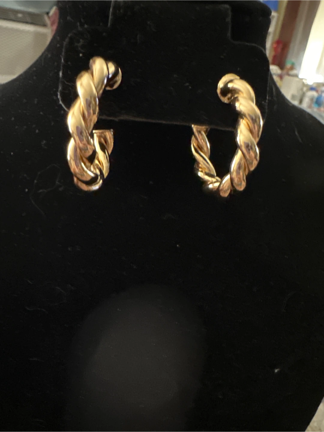 14k Gold laminated twisted Hoop Earrings