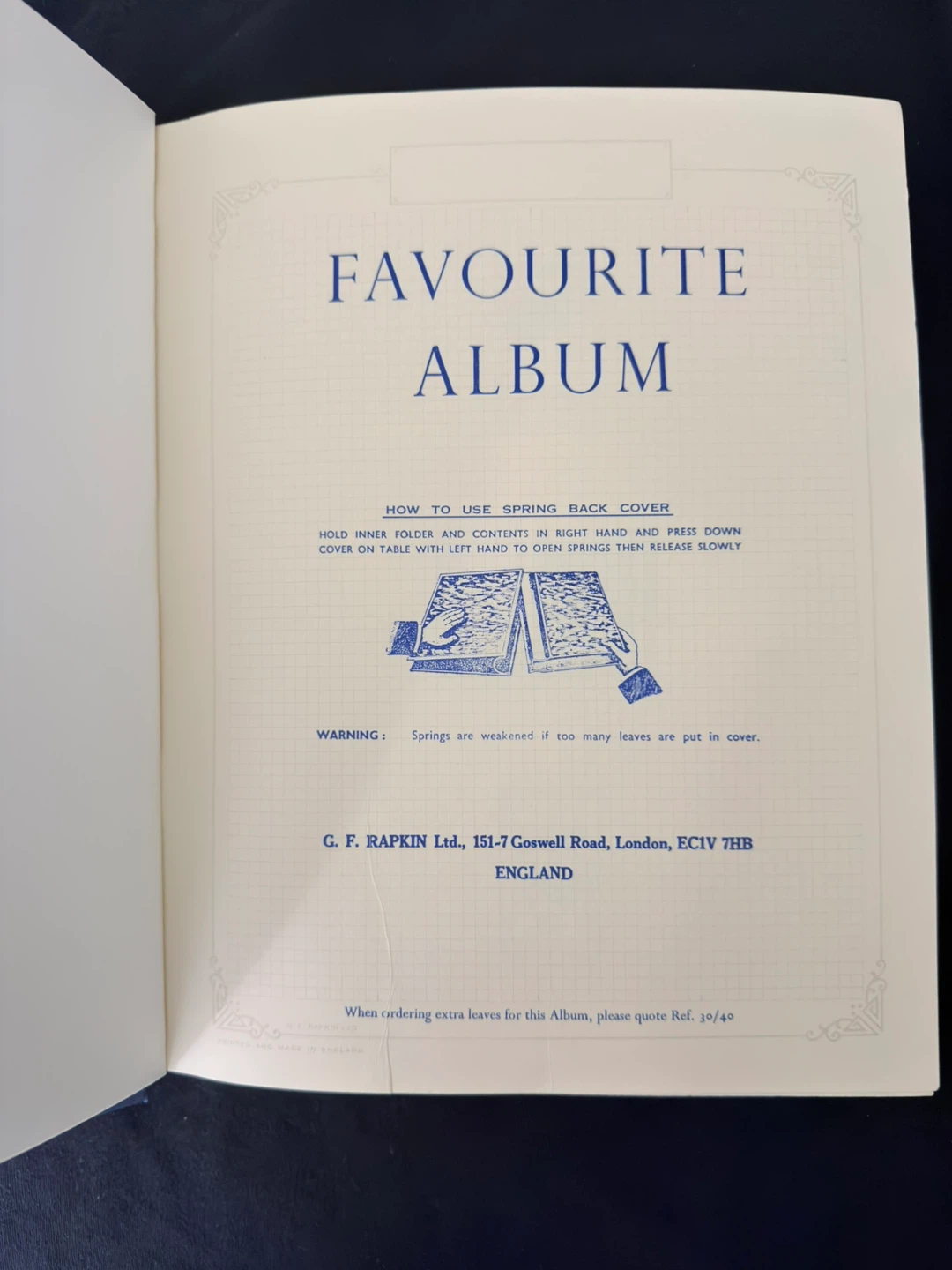 Vintage G.F. Rapkin "Favourite Album" with stamps