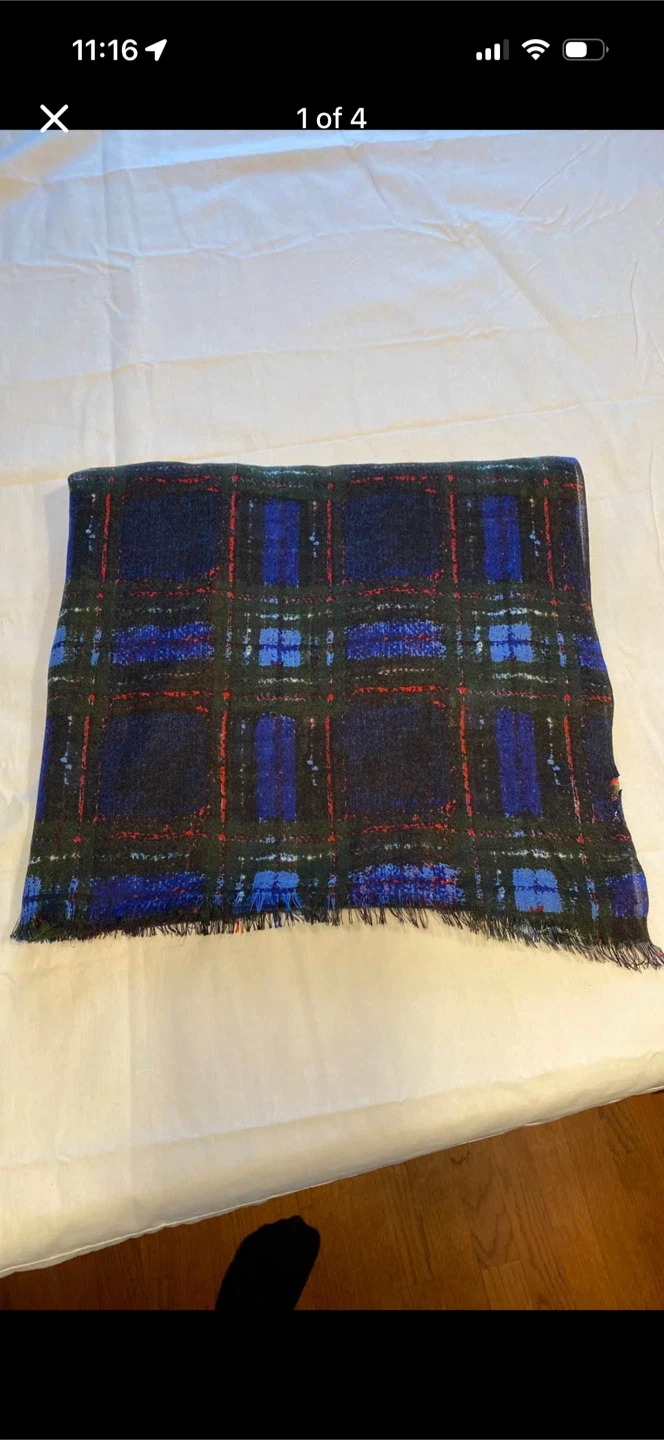 Blue Red Plaid Sarong Wrap