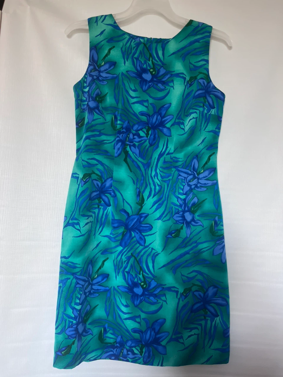 Dressbarn Blue Floral Sleeveless Dress Size 10