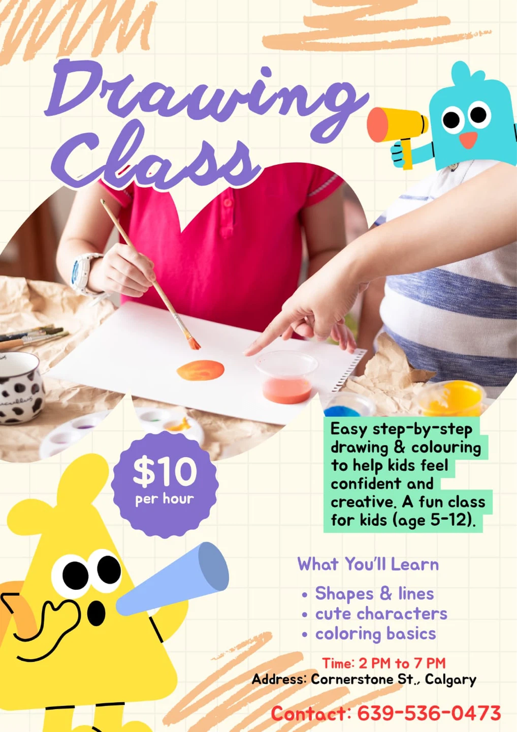Drawing Class for Kids (Ages 5-12) - $10/hour