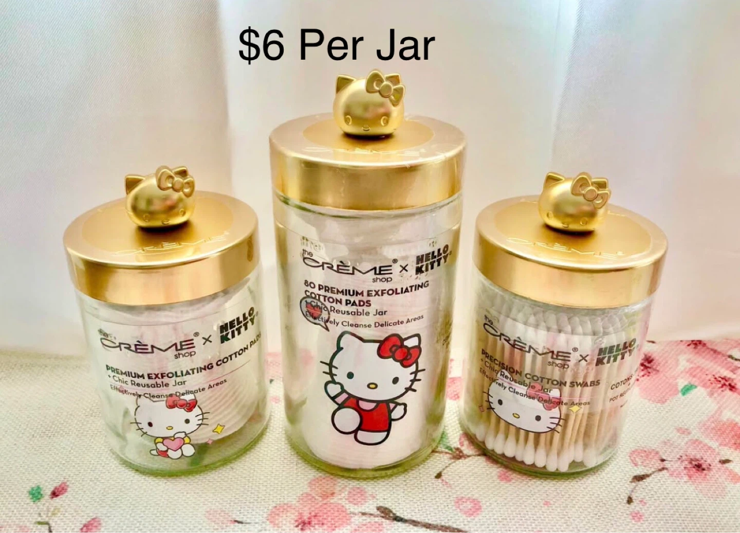 The Crème Shop x Hello Kitty Cotton Pads & Swabs Jars