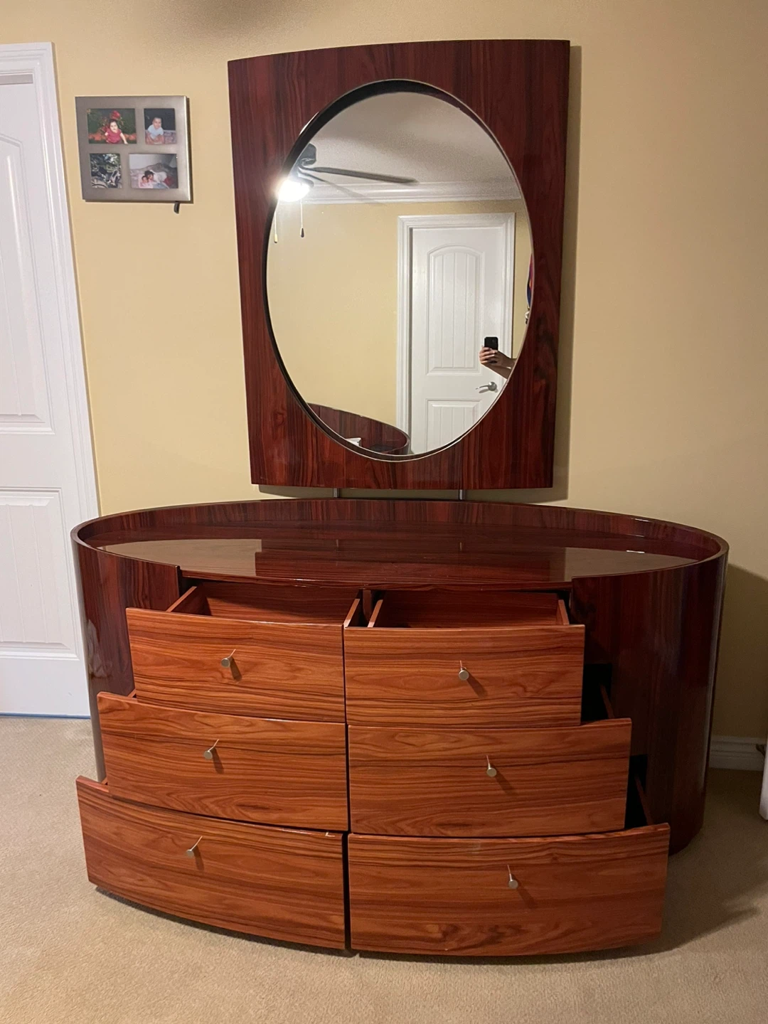 Wooden Armoire with Mirror and Dresser
