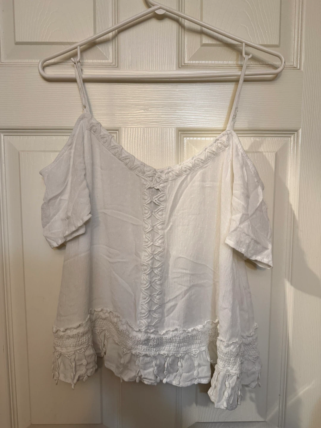 White Embroidered Crop Top - photo 2