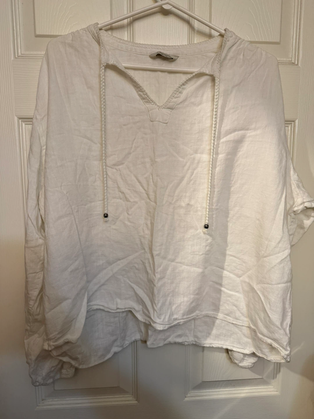 Denver Hayes White Tie-Neck Top