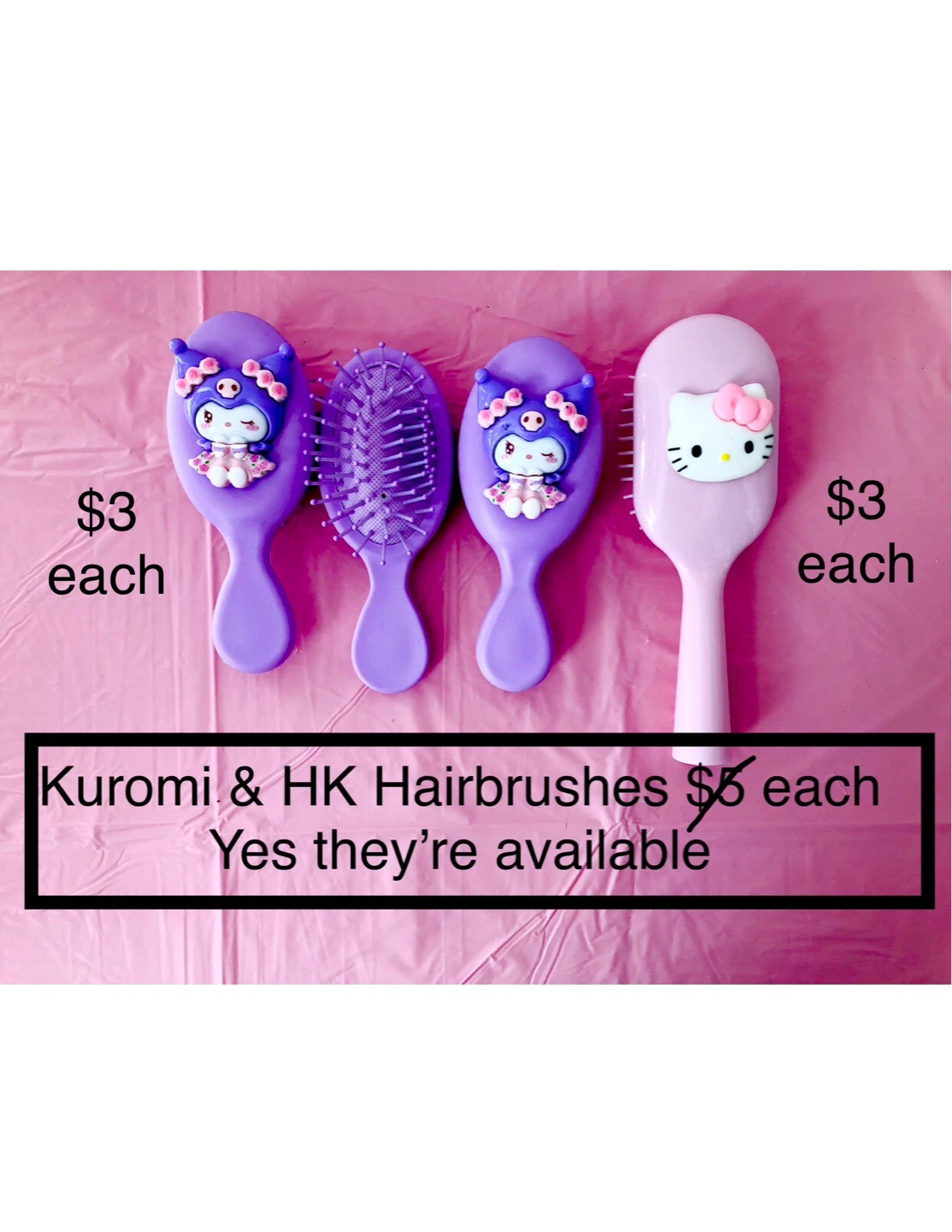 Kuromi & Hello Kitty Hairbrushes - $3 Each