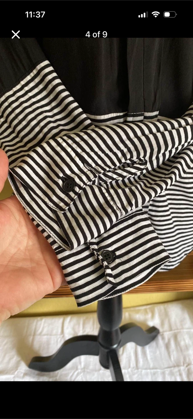 Splendid Black And White Striped V-neck Shirt Top Blouse - photo 4