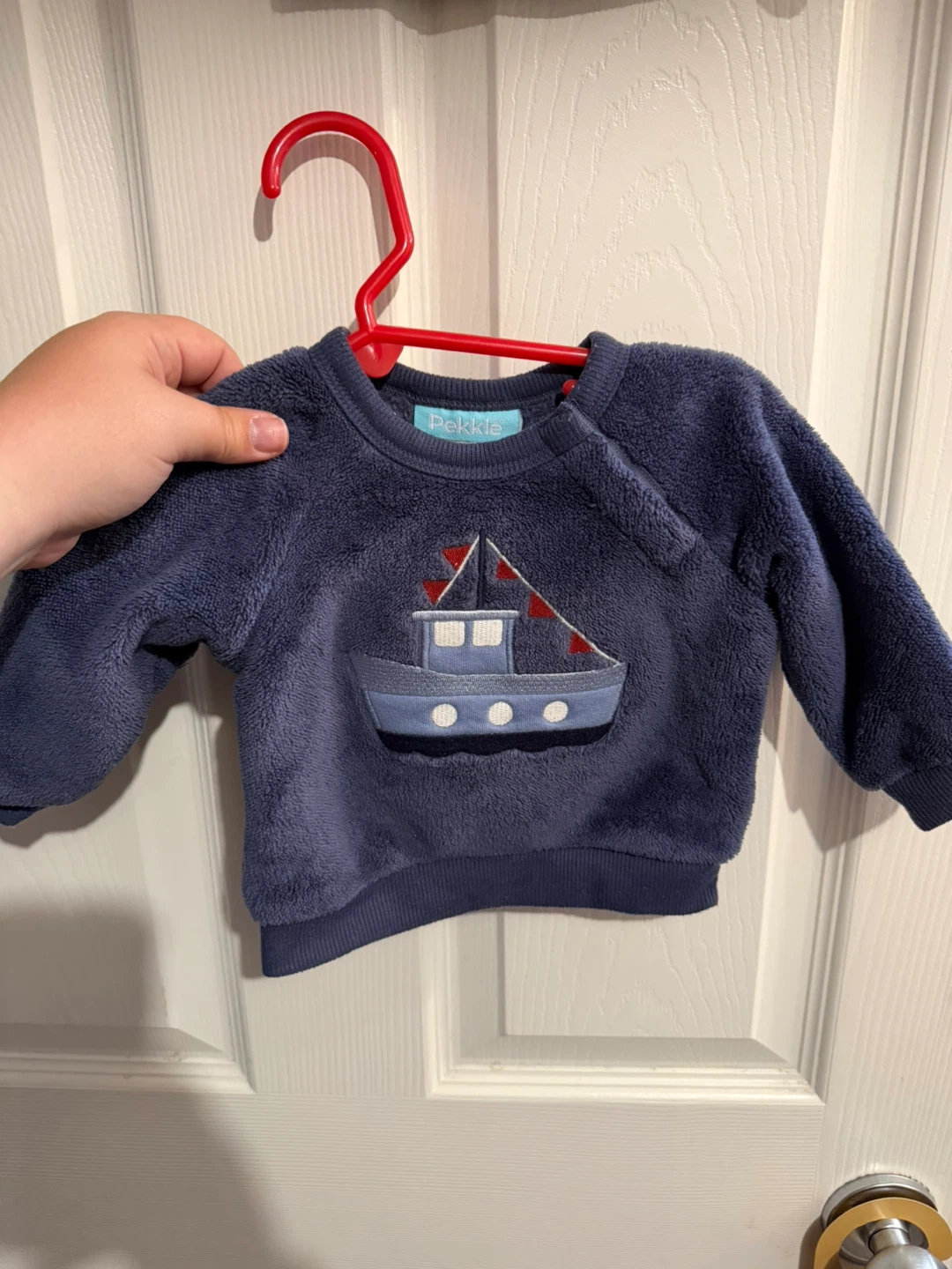 Pekkle Baby Boys Navy Blue Boat Fleece Sweater