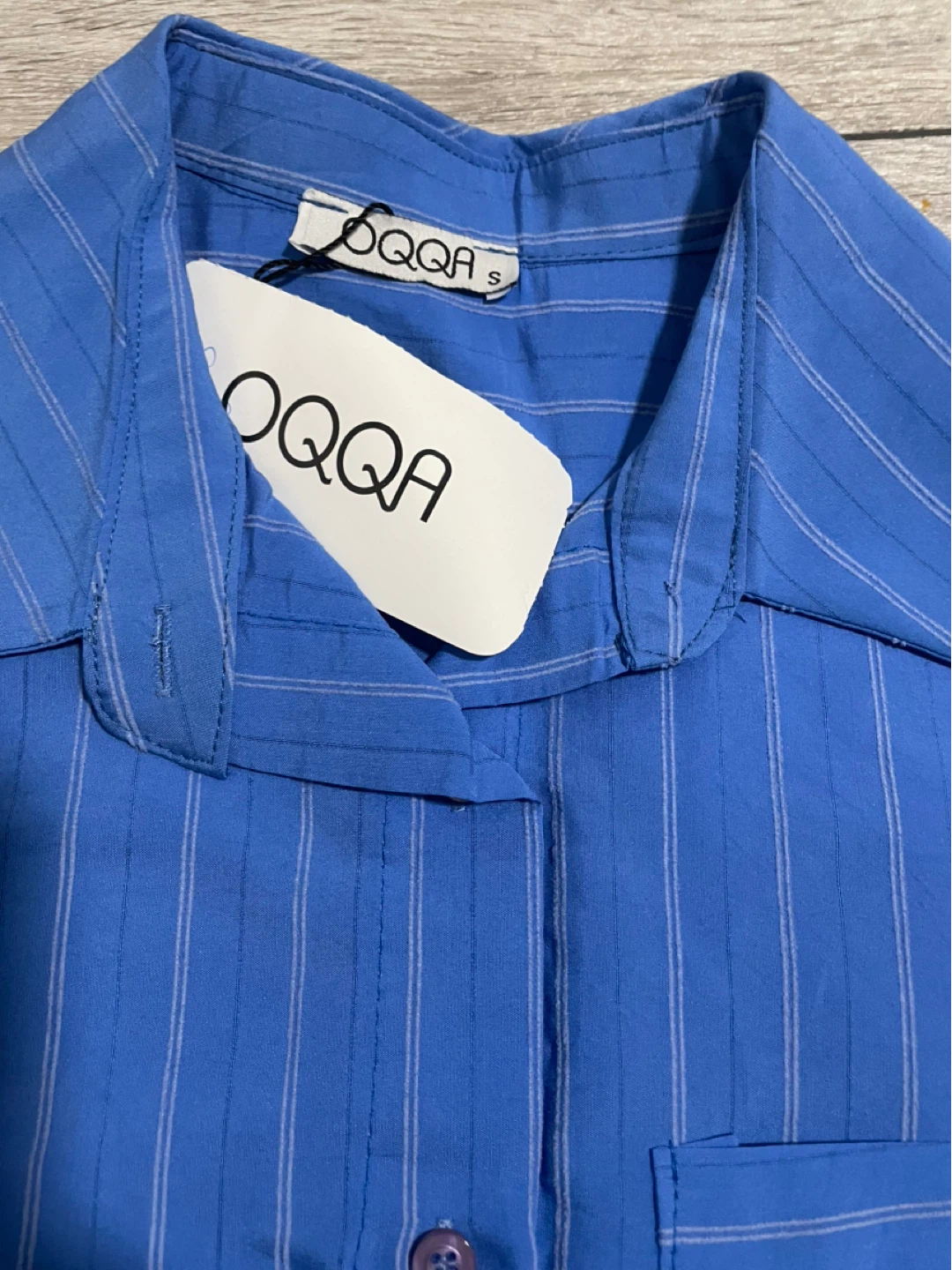 OQQQA Blue Striped Cropped Shirt - photo 3