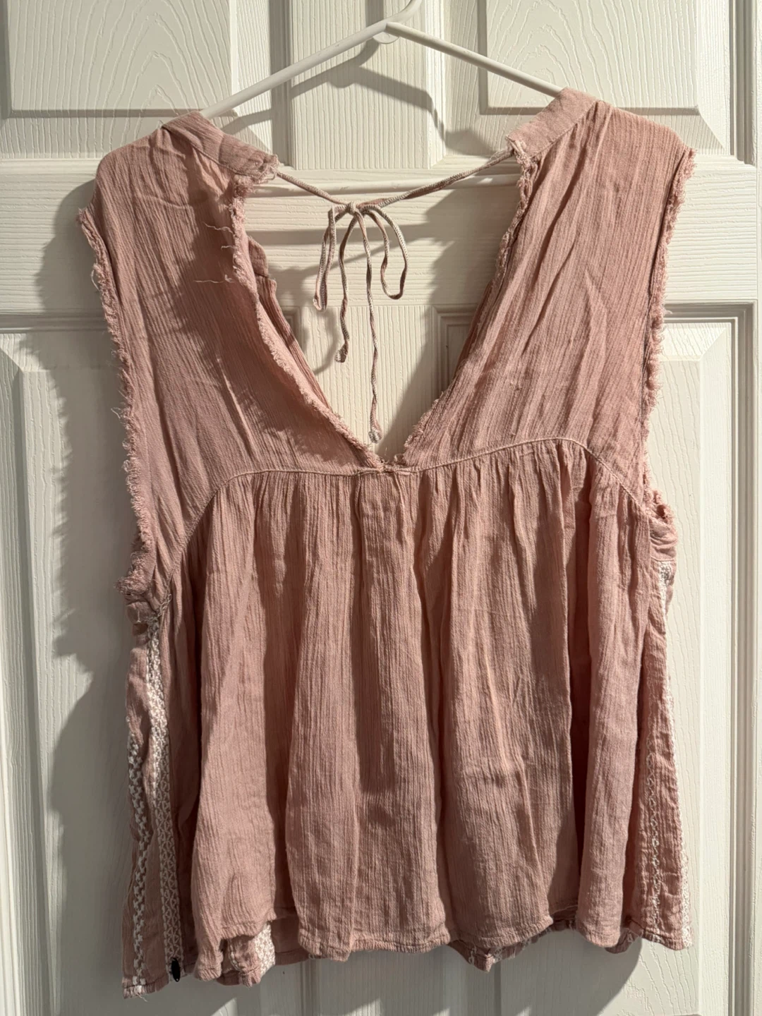 Pink Sleeveless Blouse with Lace Detail
