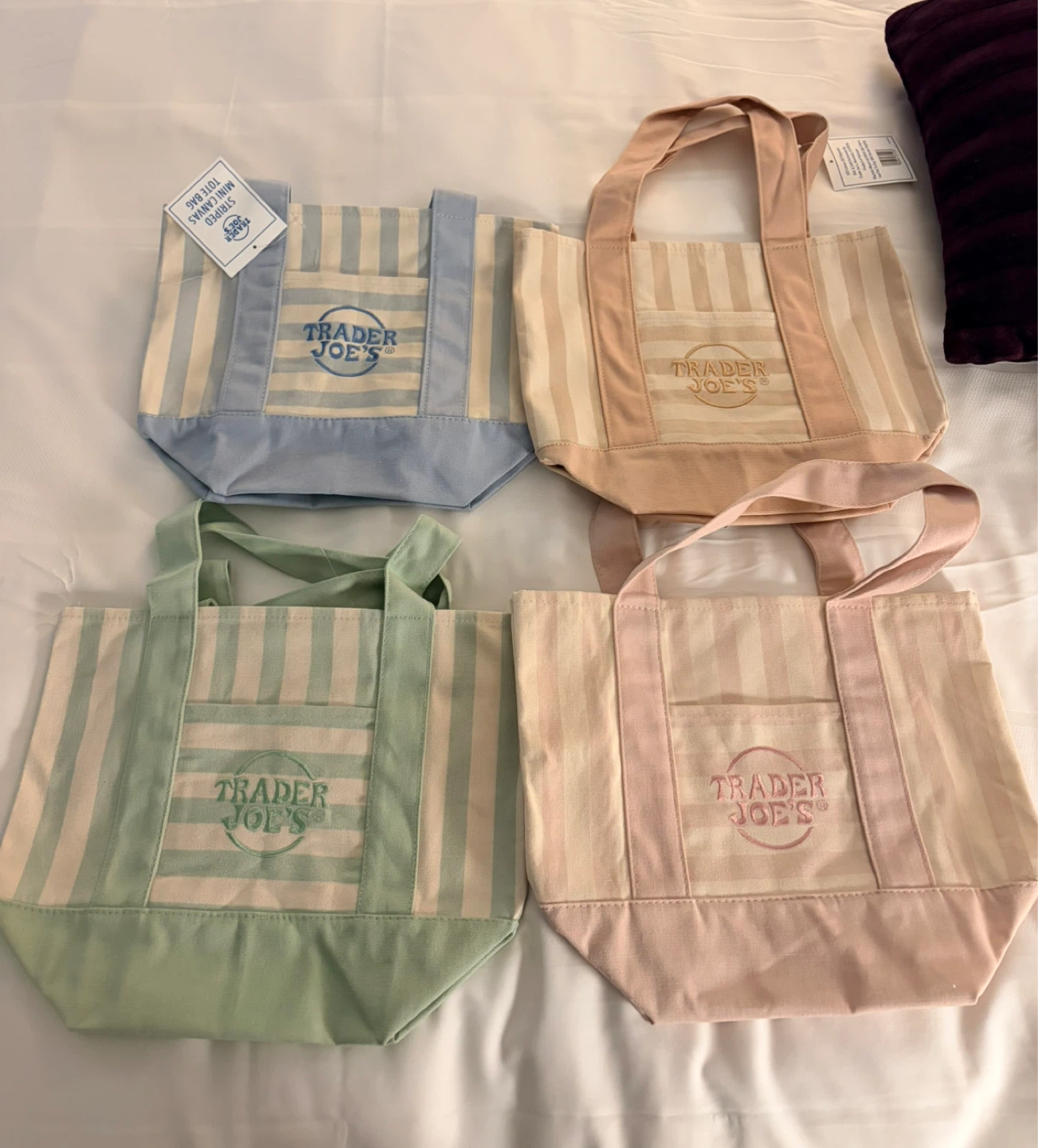 Trader Joe's Striped Mini Canvas Tote Bags