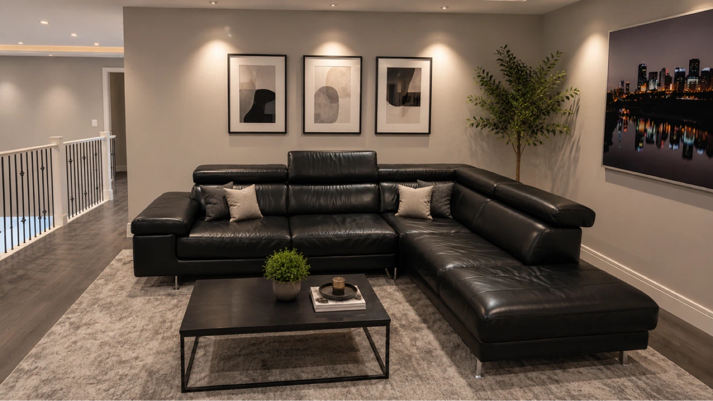 Natuzzi Editions Genuine Leather Sectional Sofa–Premium Italian