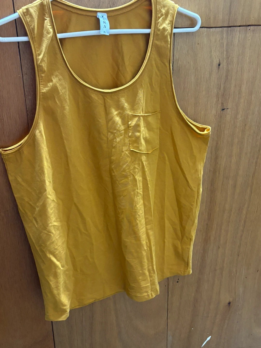 ZARA Man Yellow Cotton Pocket Tank Top XL