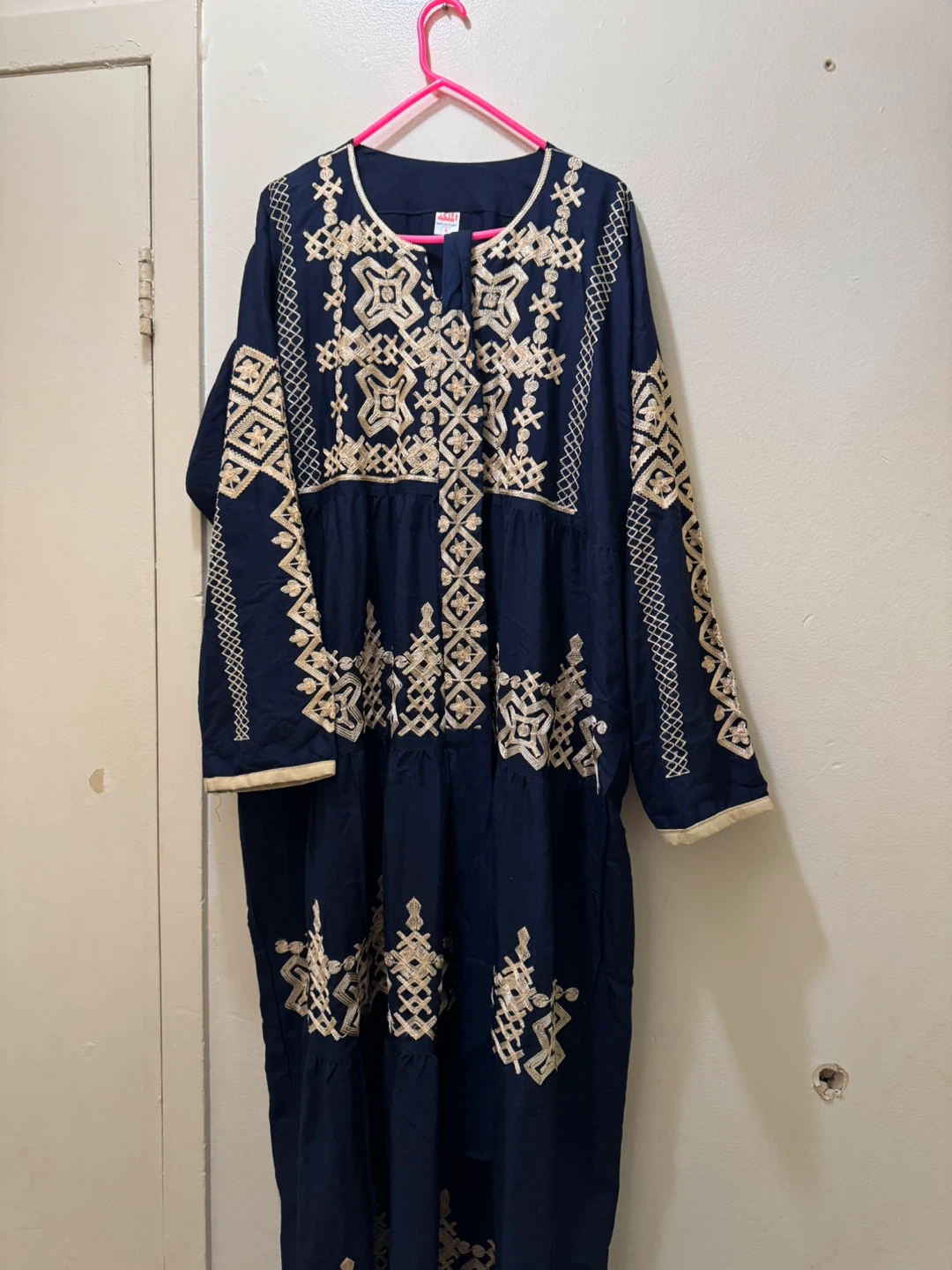Navy Blue Embroidered Kaftan Dress size 4