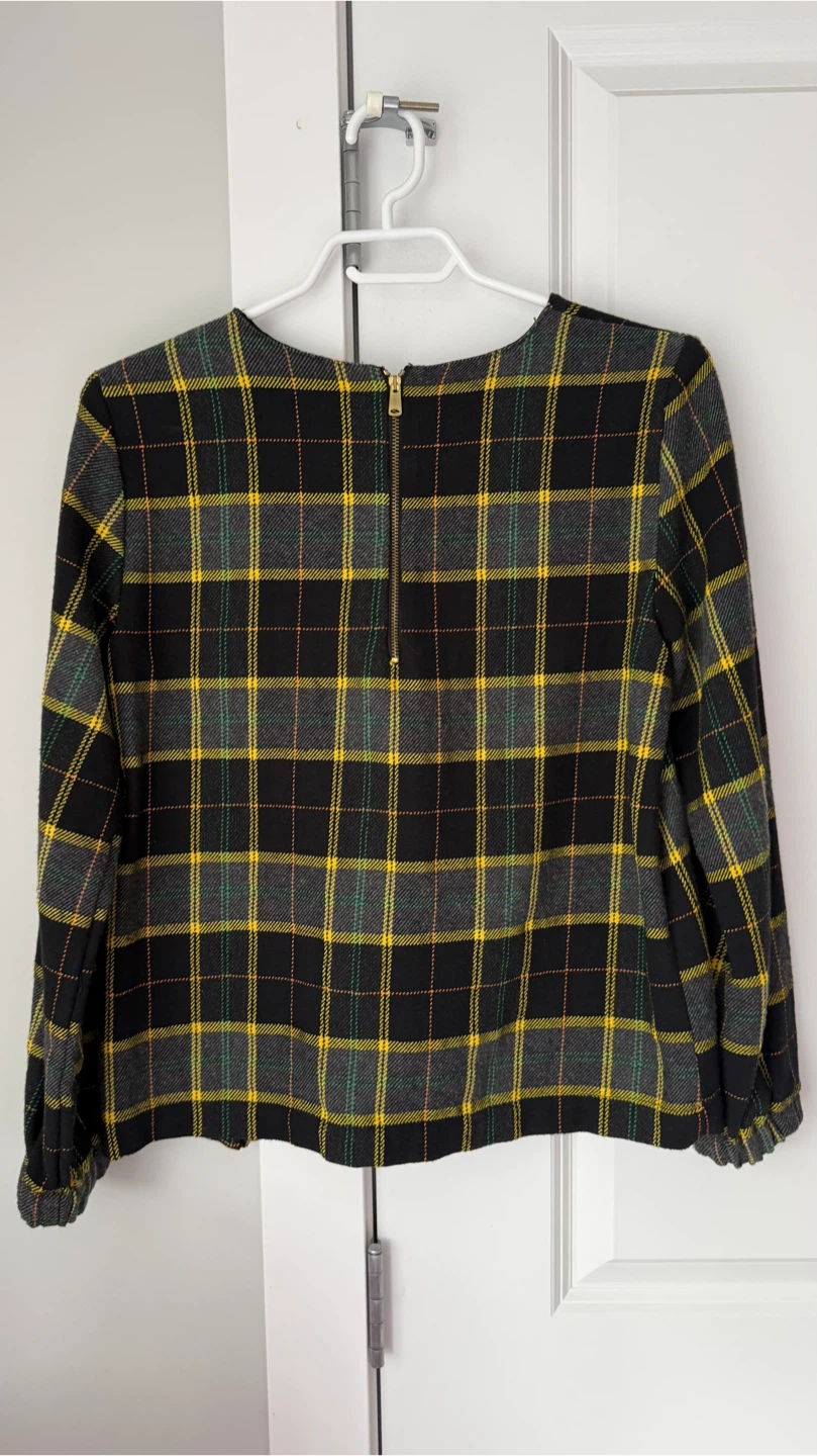 Zara Plaid Long Sleeve Top