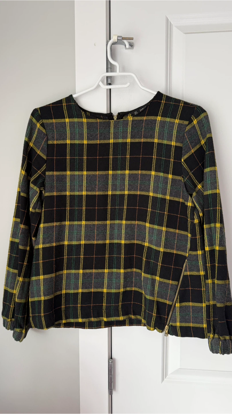 Zara Plaid Long Sleeve Top - photo 2