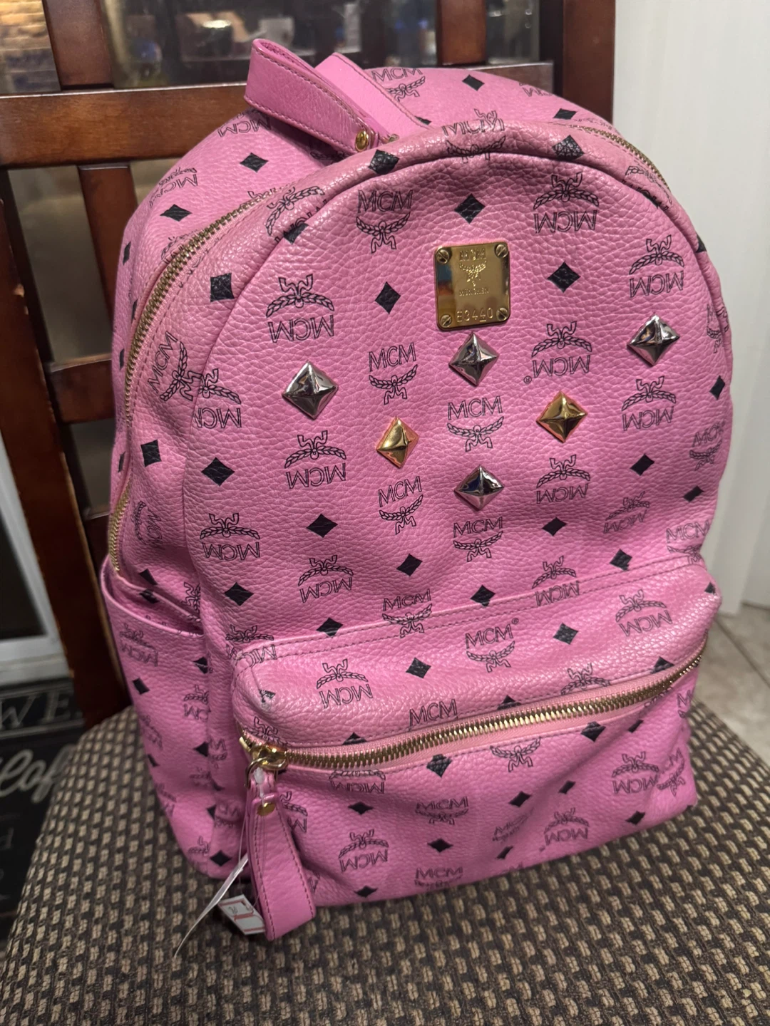 MCM Pink Visetos Backpack