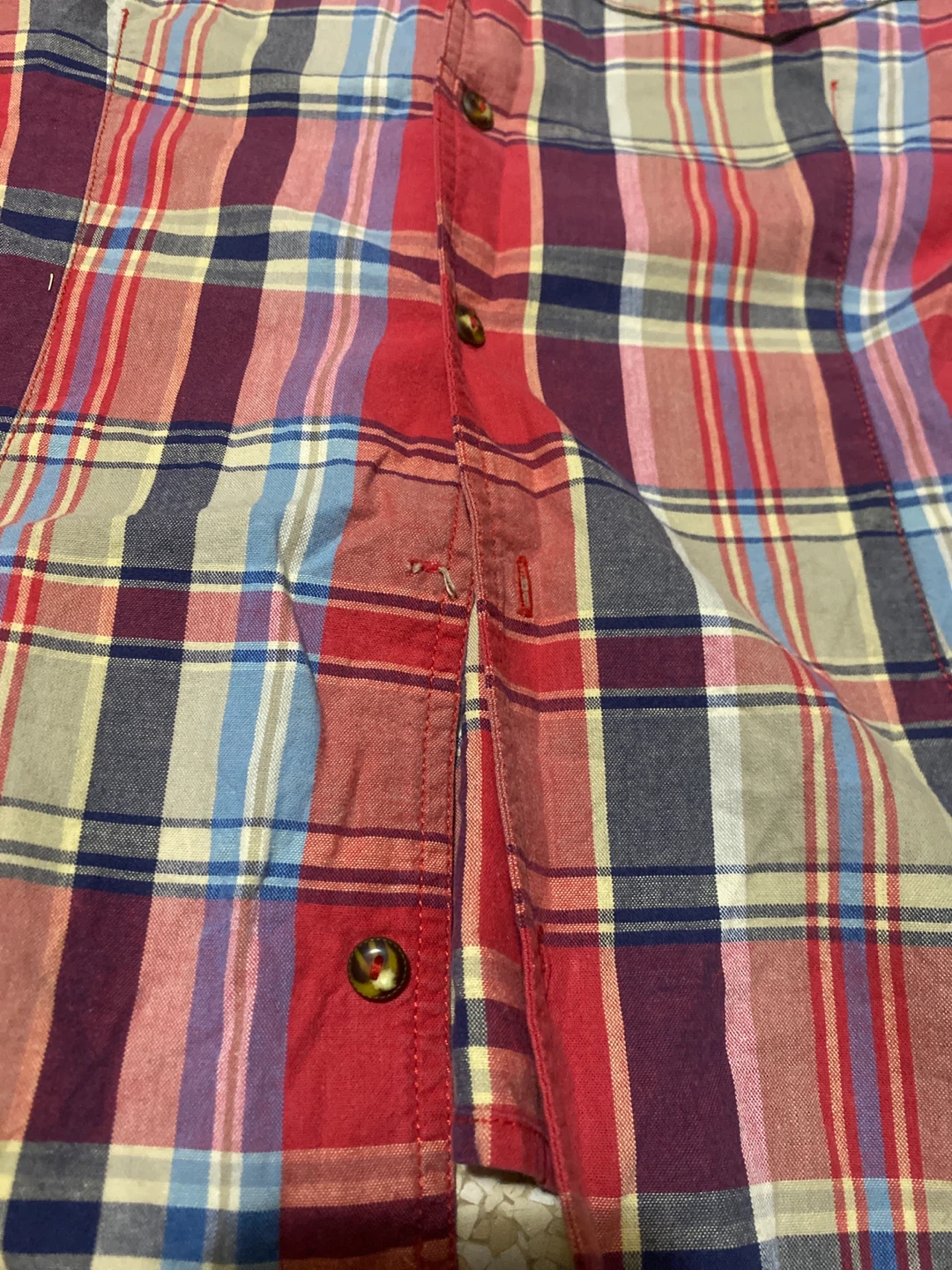 Red Plaid Short-Sleeve Button-Up Shirt - photo 4