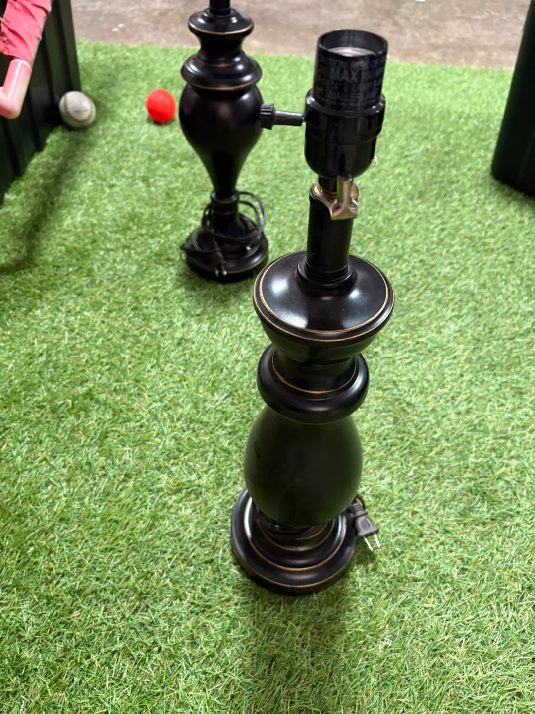 Pair of Black Table Lamps with Gold Accents - photo 2
