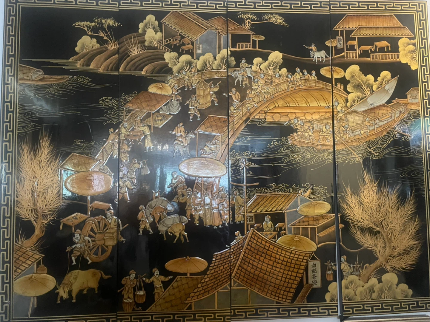 4 Panel Chinoiserie screen - photo 4