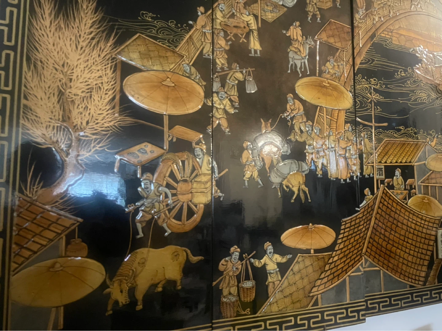 4 Panel Chinoiserie screen - photo 3