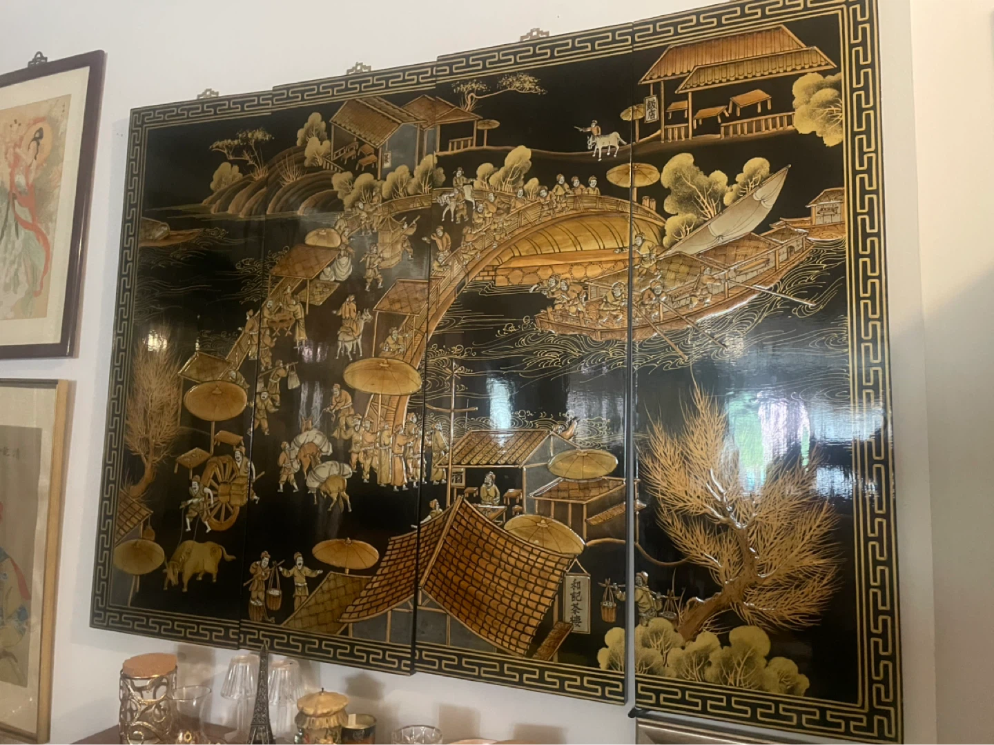 4 Panel Chinoiserie screen - photo 2
