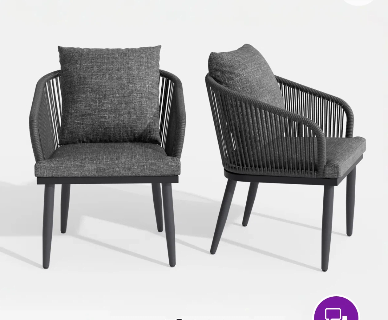 Grey Woven Armchair with Cushion