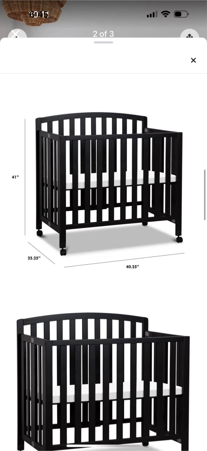 Black Folding Crib with Wheels - photo 2