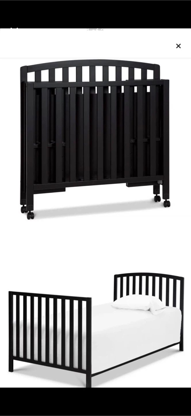 Black Folding Crib with Wheels - photo 3