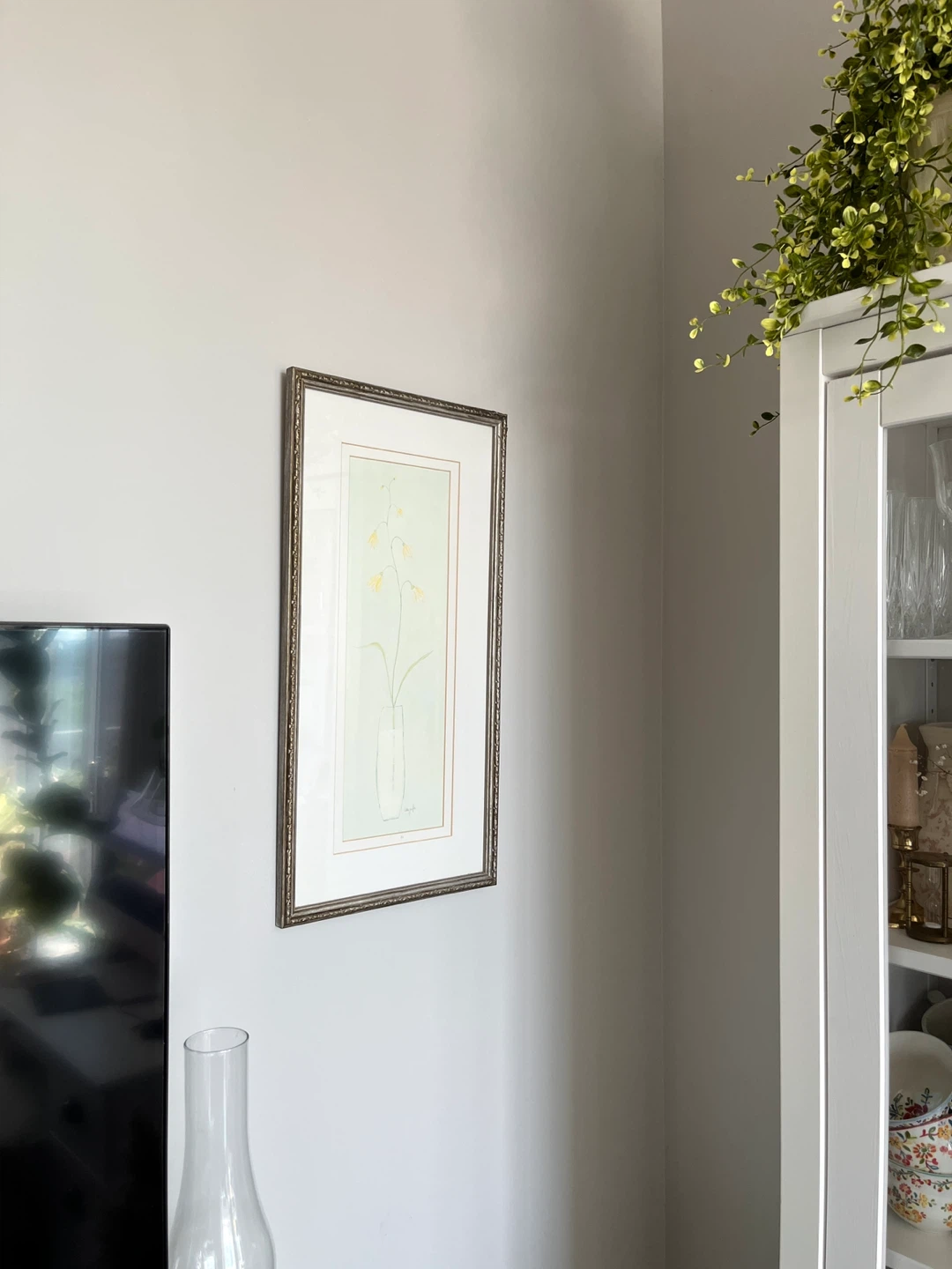 Pastel botanical watercolor wall art in vintage silver frame - photo 2