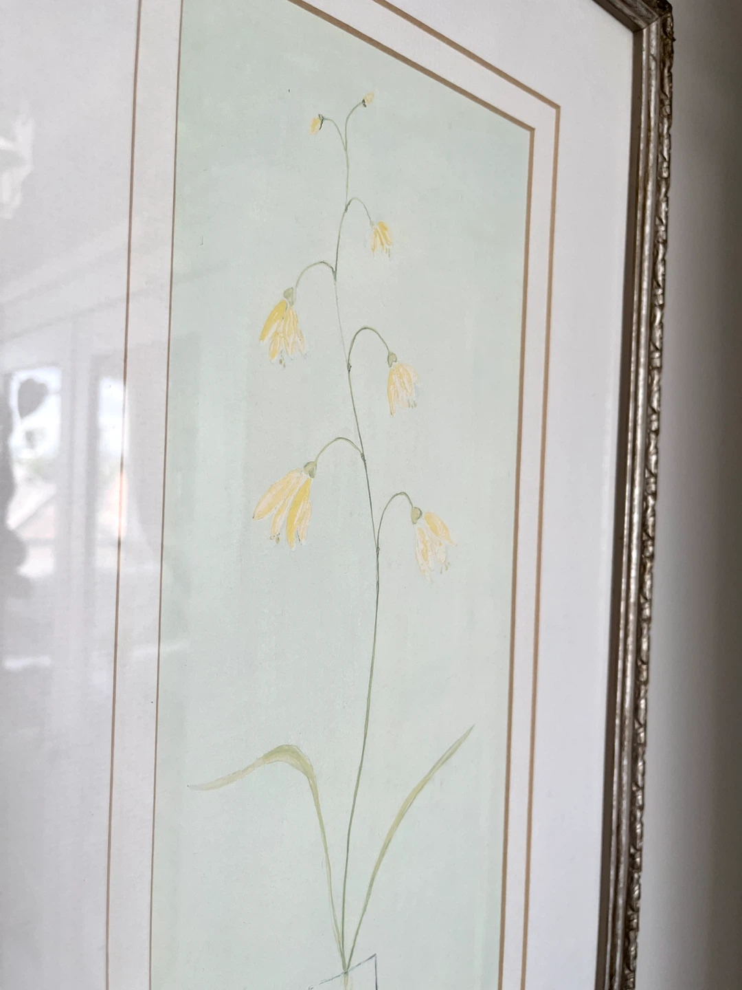 Pastel botanical watercolor wall art in vintage silver frame - photo 3