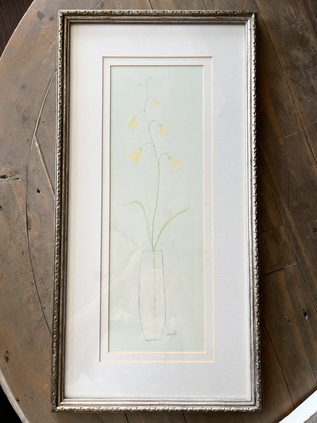 Pastel botanical watercolor wall art in vintage silver frame - photo 4