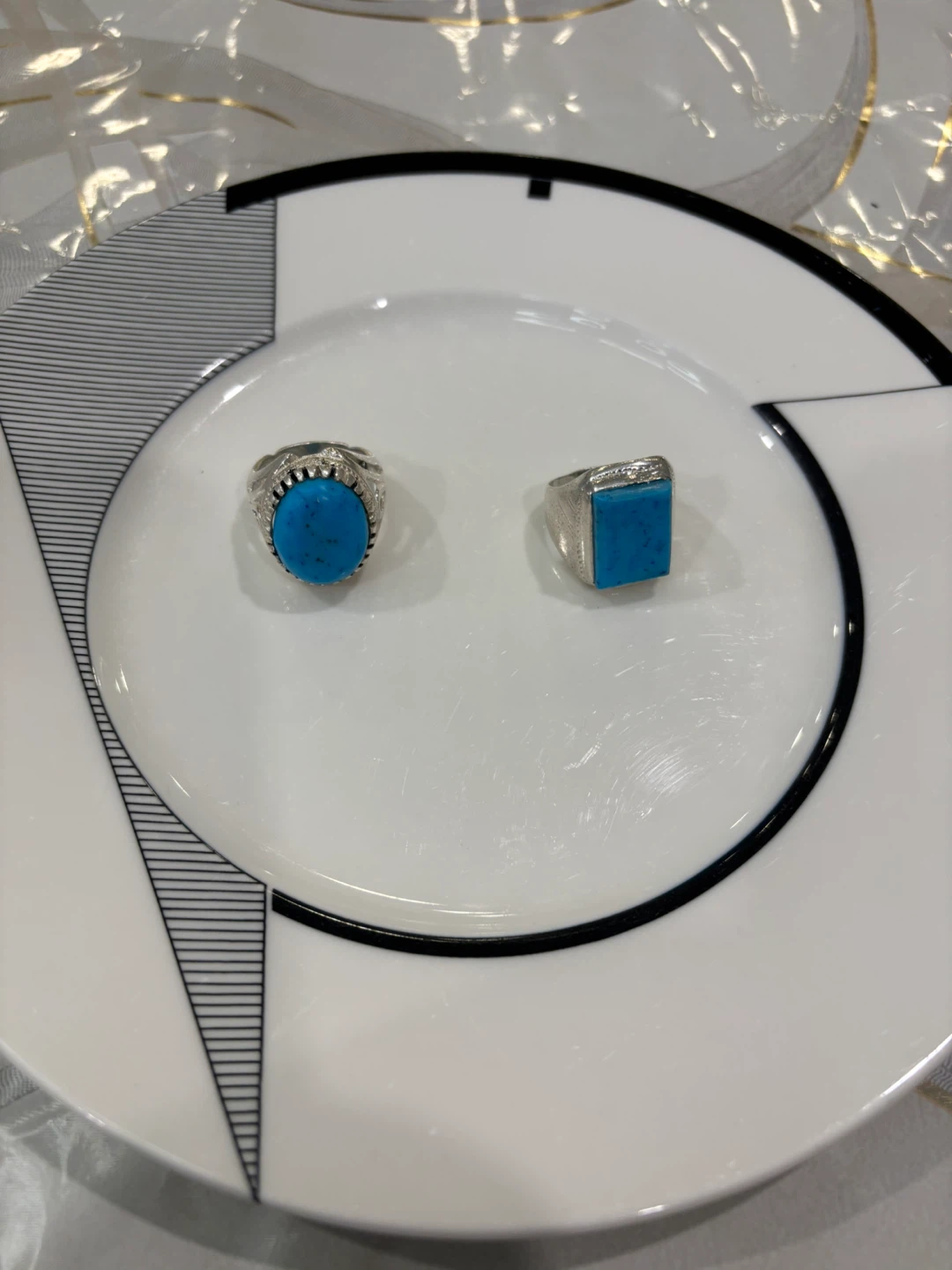 Turquoise Gemstone Rings (Set of 2) - photo 2