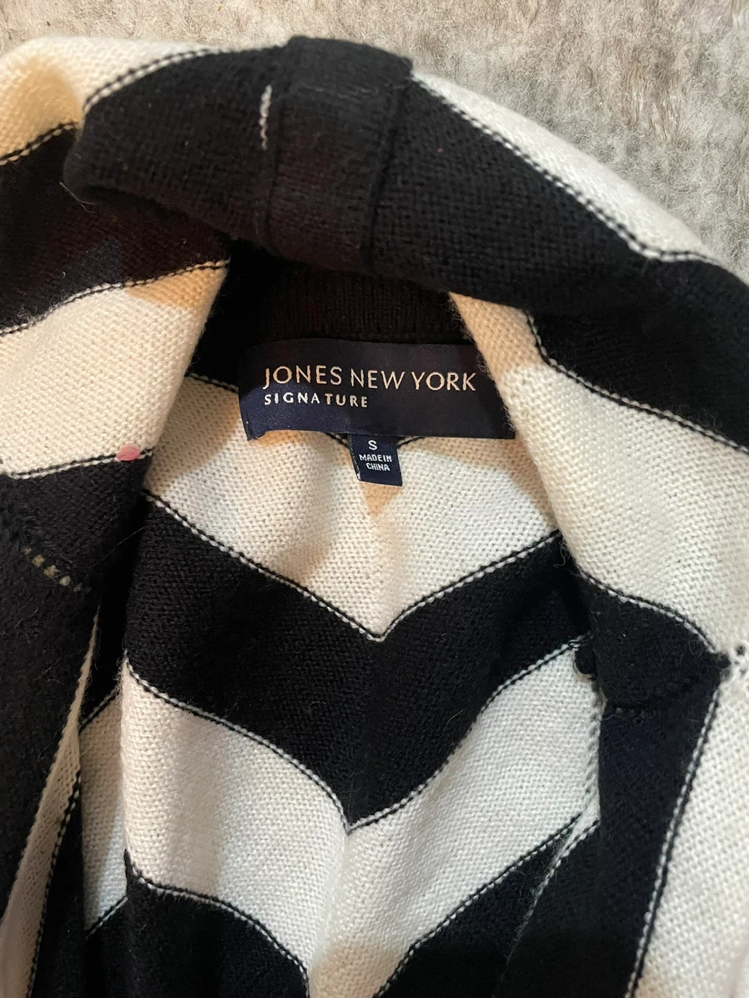Jones New York Signature Cardigan - Black/White Striped - Size S