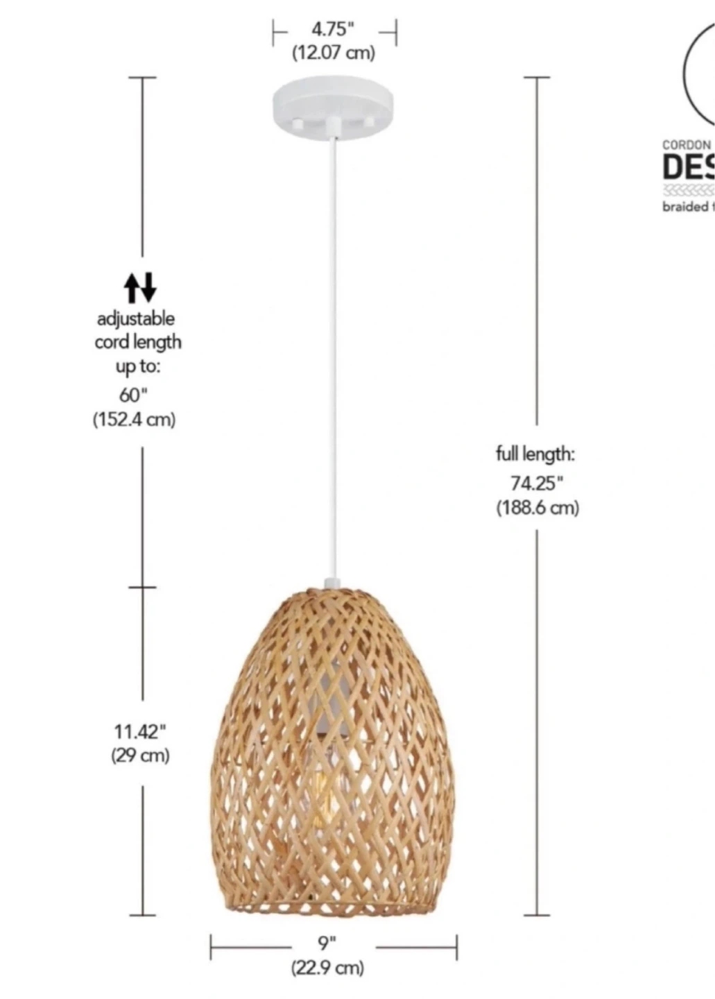 2 brand new rattan light fixtures - photo 3