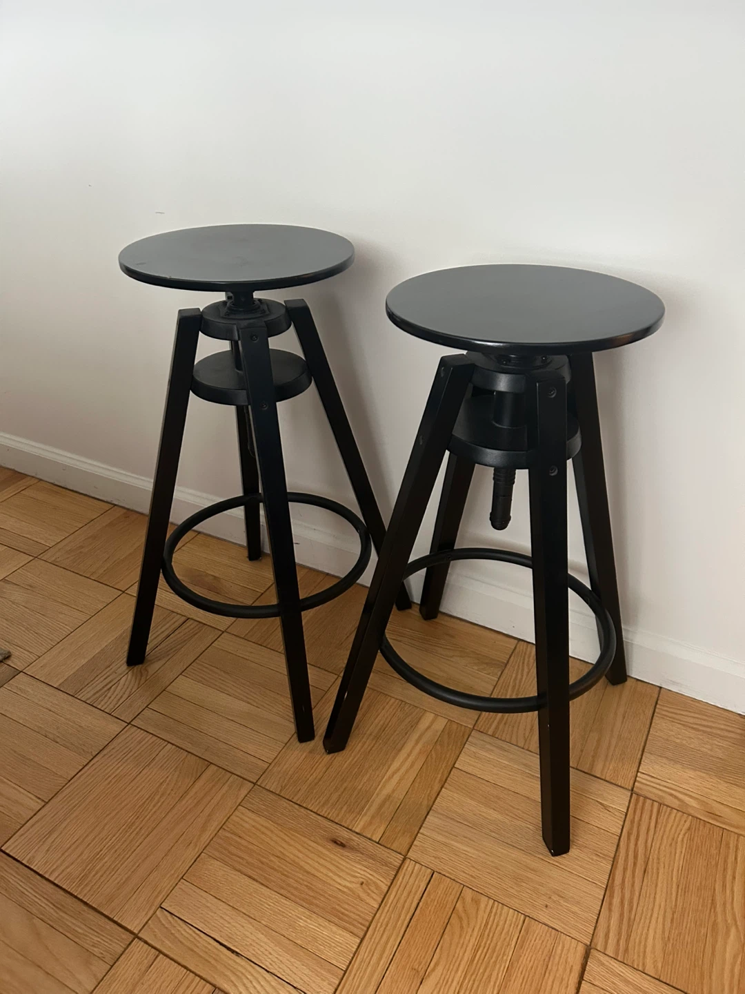 Set of 2 IKEA Adjustable Bar Stools – Black – Good Condition