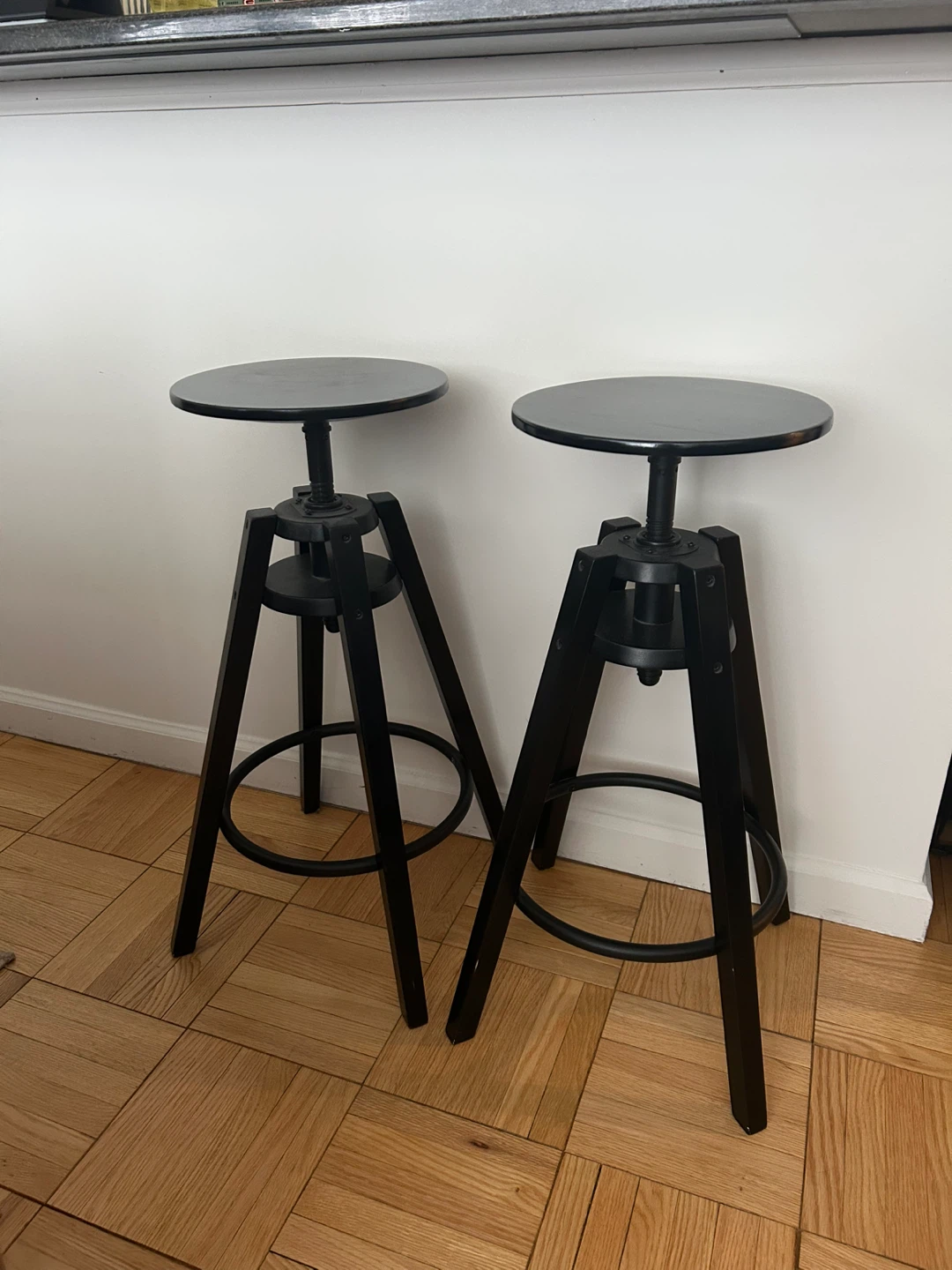 Set of 2 IKEA Adjustable Bar Stools – Black – Good Condition - photo 2