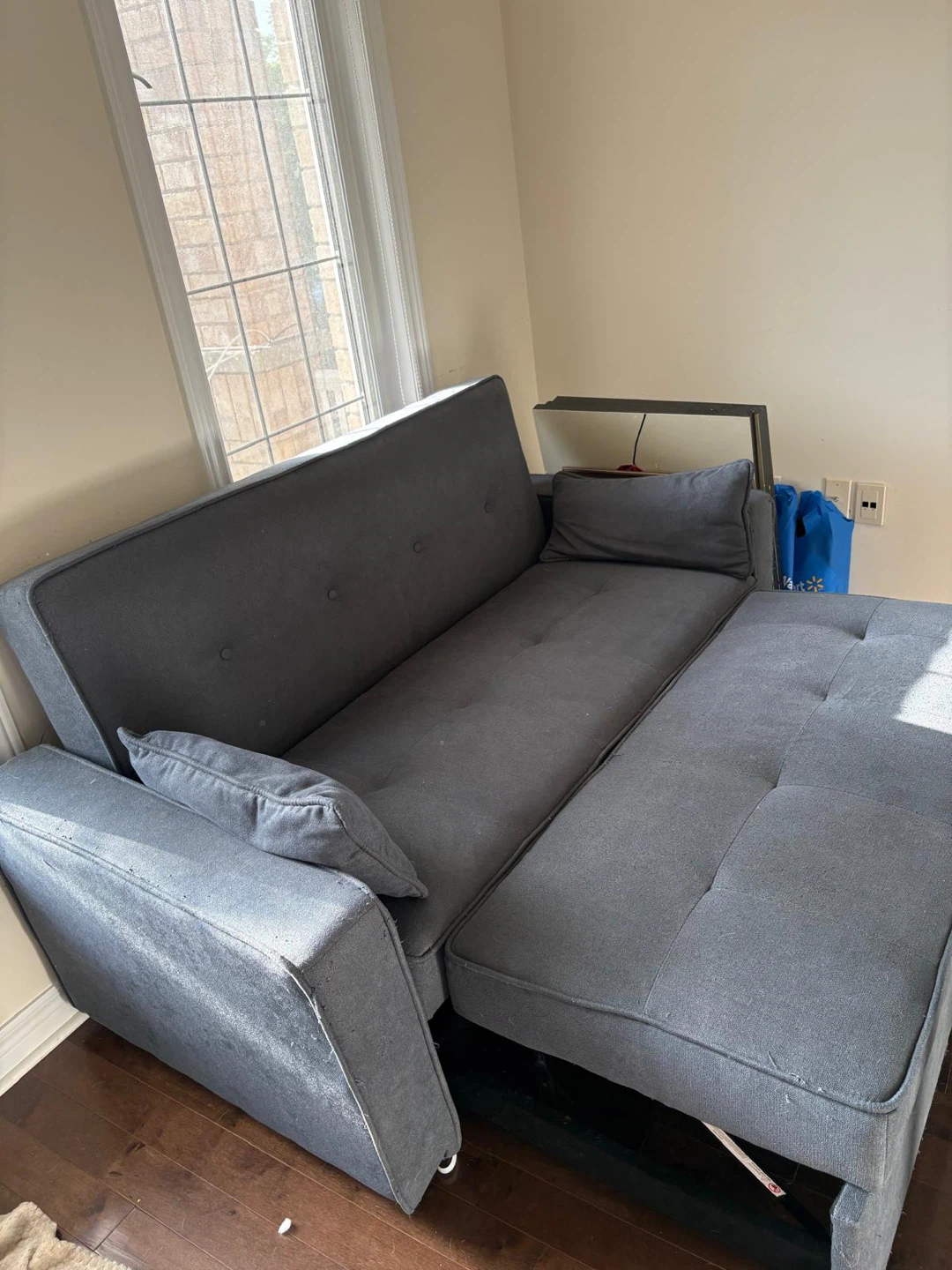 Dark Grey Sofa Bed with Pillows