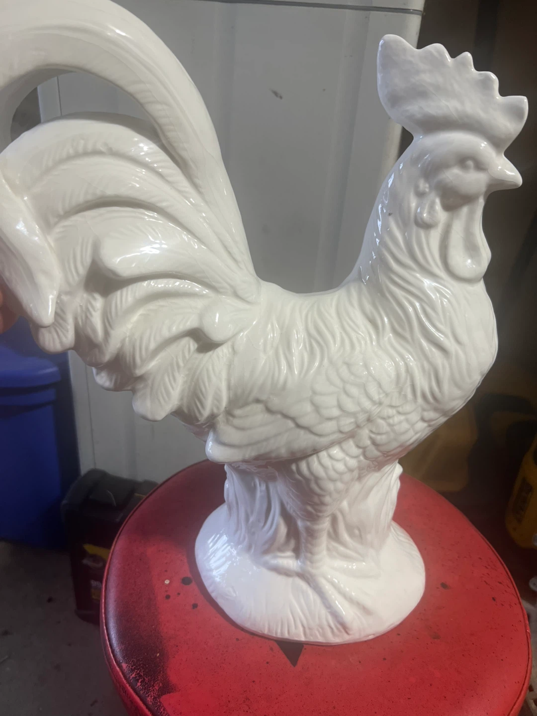 White Ceramic Rooster Figurine - photo 2