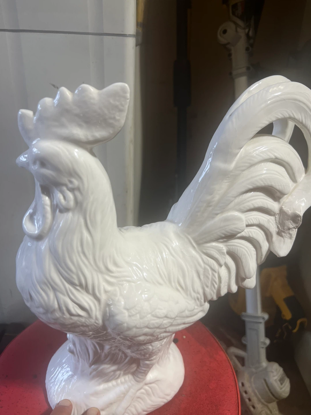 White Ceramic Rooster Figurine