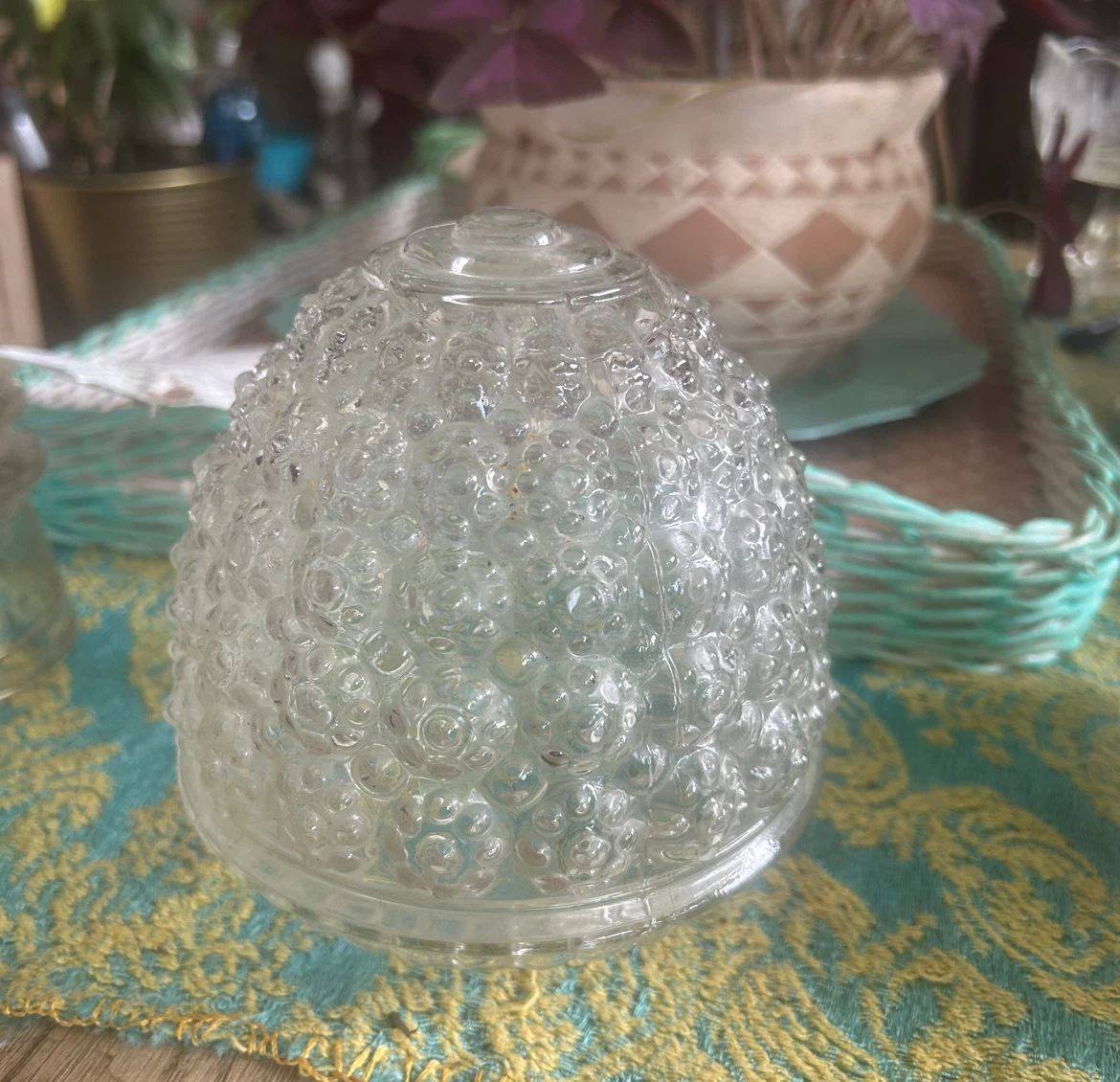 Vintage Clear Bubble Glass Lamp Shade