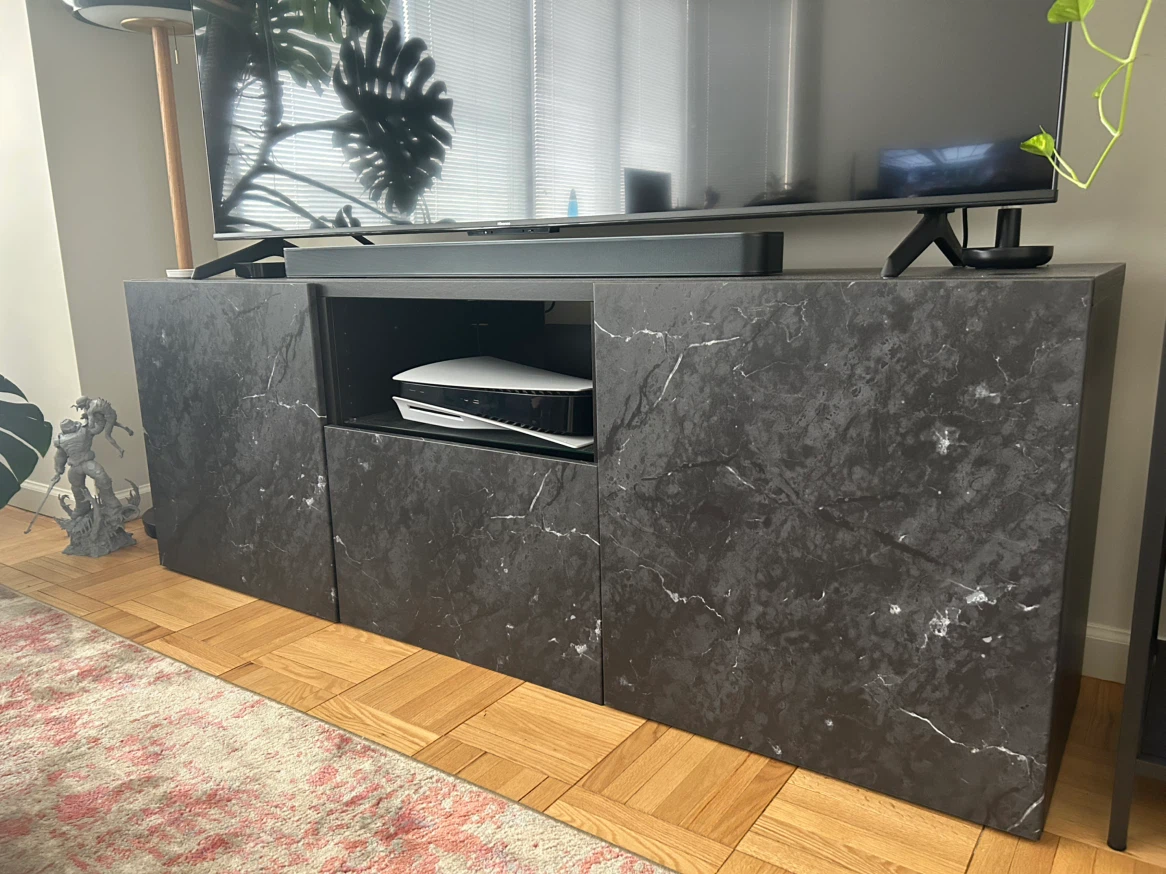 Black Marble Effect TV Stand / Media Console