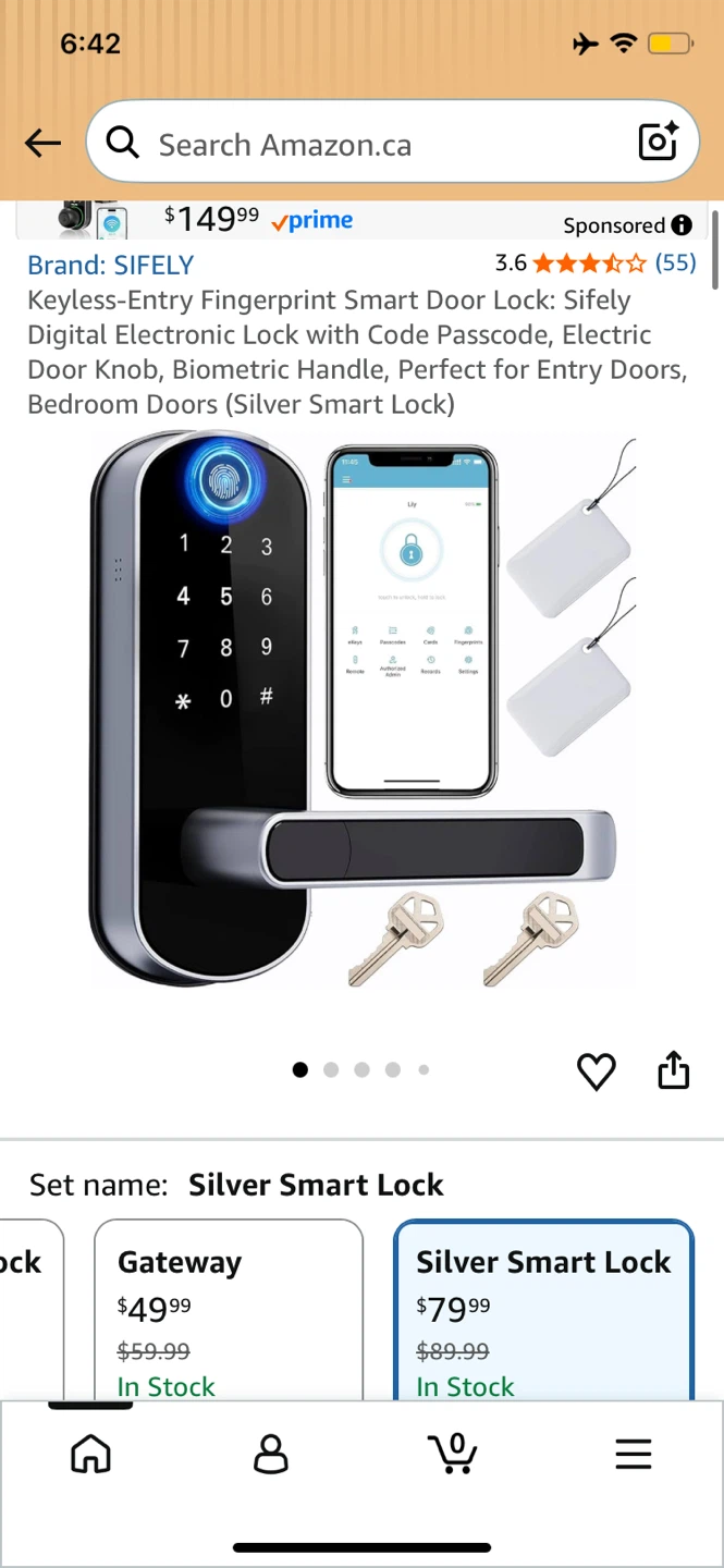 SIFELY Keyless-Entry Fingerprint Smart Door Lock