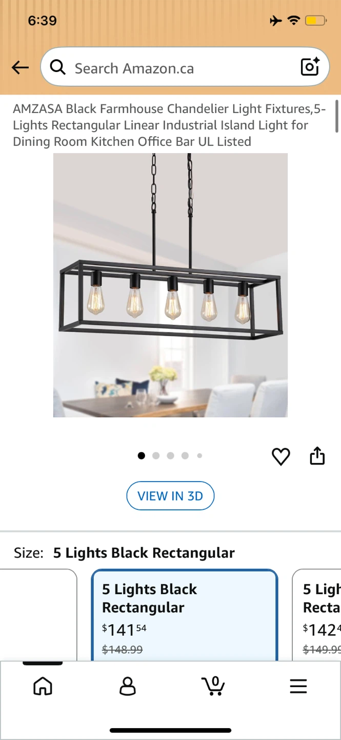AMZASA 5-Light Black Farmhouse Chandelier Island Light