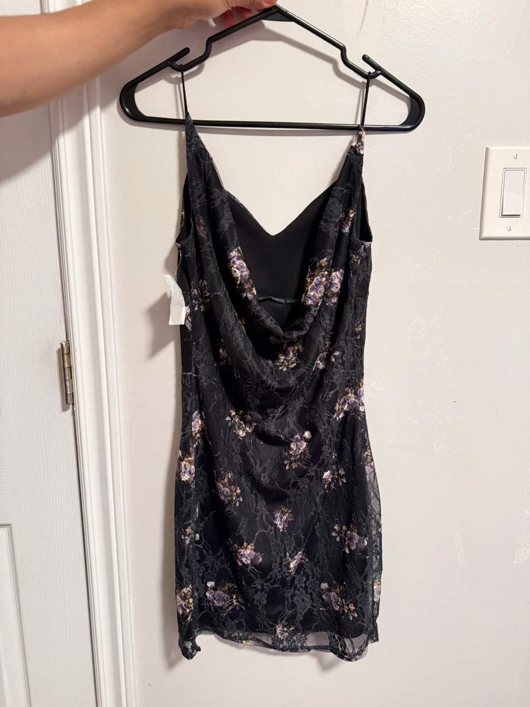 Black floral lace mini dress - photo 2