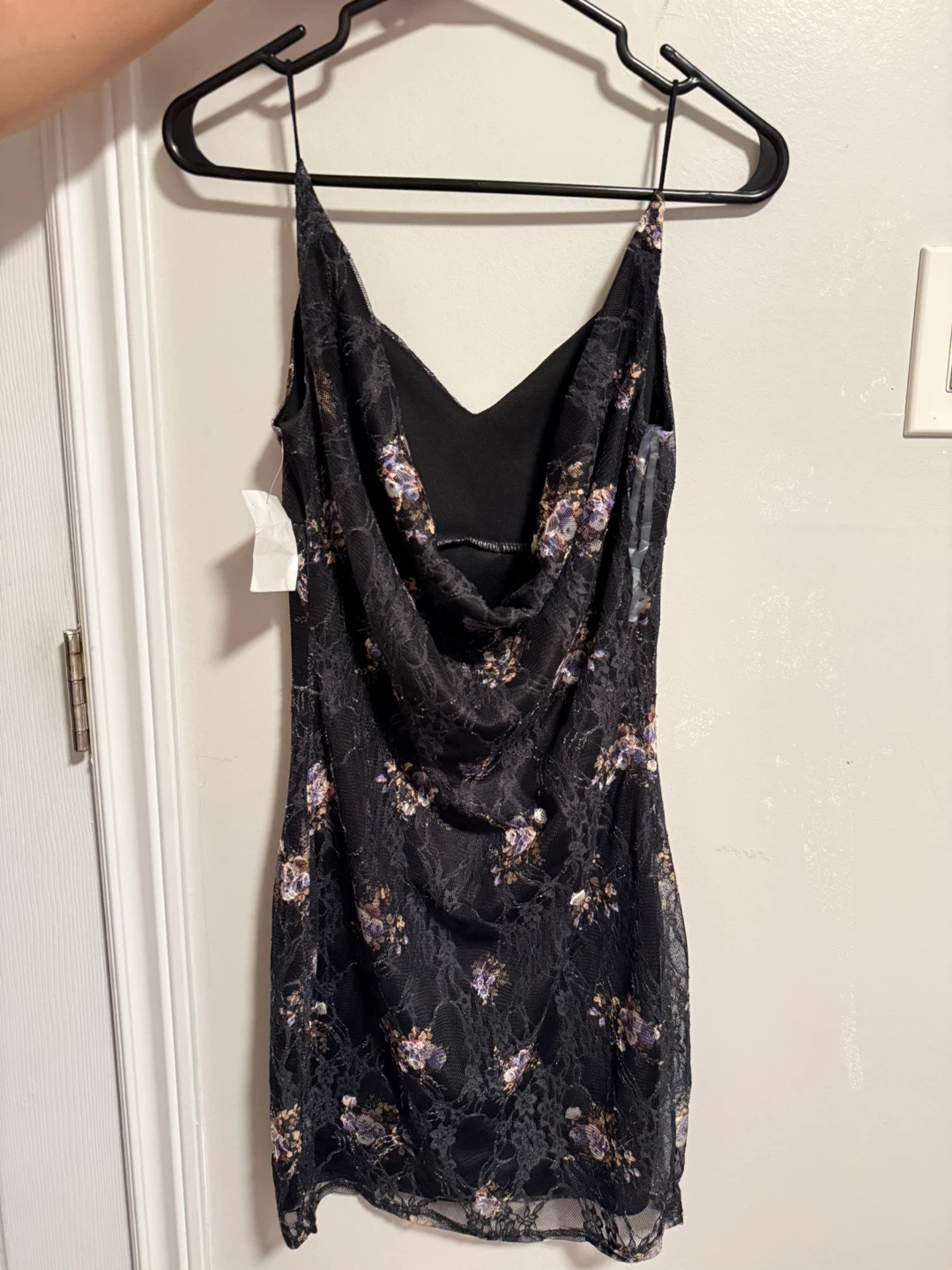 Black floral lace mini dress - photo 3
