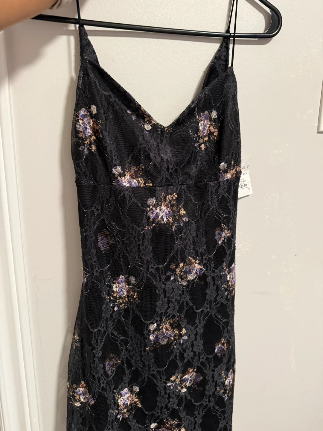 Black floral lace mini dress - photo 5