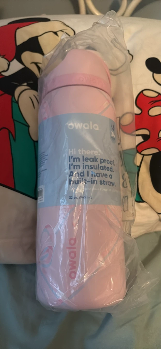 Owala sugar plum  fairy water bottle tags on
