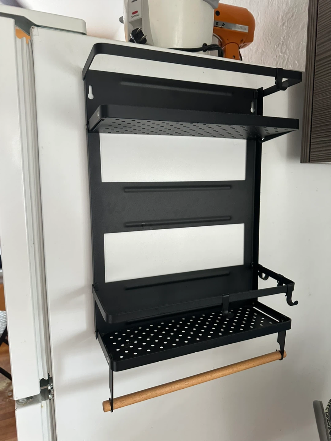 Black Magnetic Refrigerator Shelf with Paper Towel Holder - photo 2